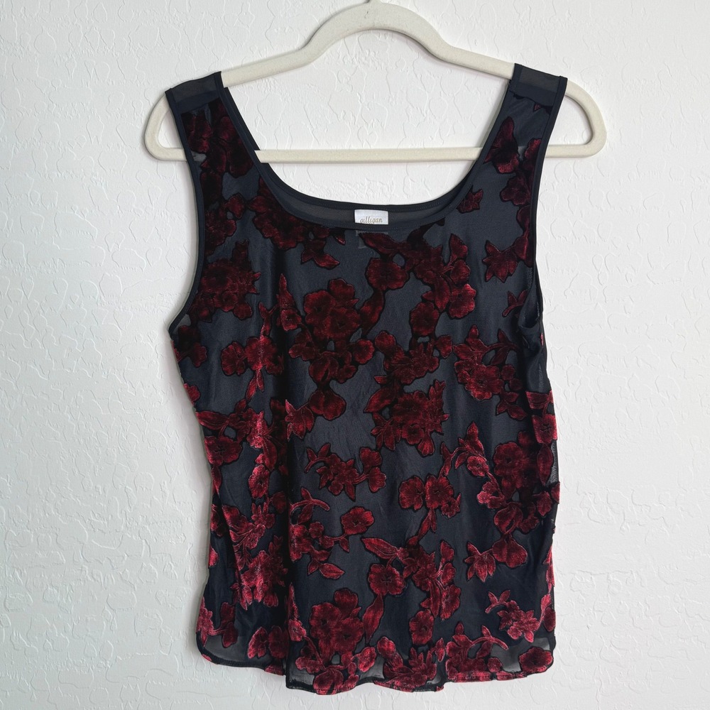 VTG Gilligan O'Malley Womens Medium Burnout Velvet Floral Mesh Tank Whimisgoth